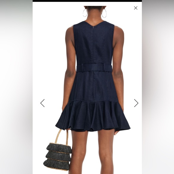ZIMMERMANN Glassy Safari Belted Fluted Linen Mini Dress - Picture 3 of 8